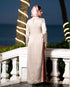 Elegant Crushed Satin Color-Block Maxi Dress 63071